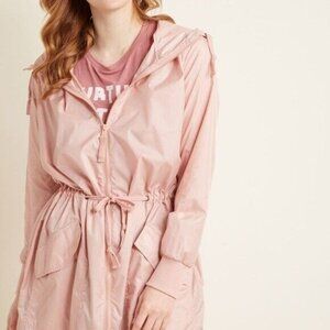 BB Dakota Womens LG Pink Lemonade Long Sleeve Belted Full Zip Anorak Rain Jacket